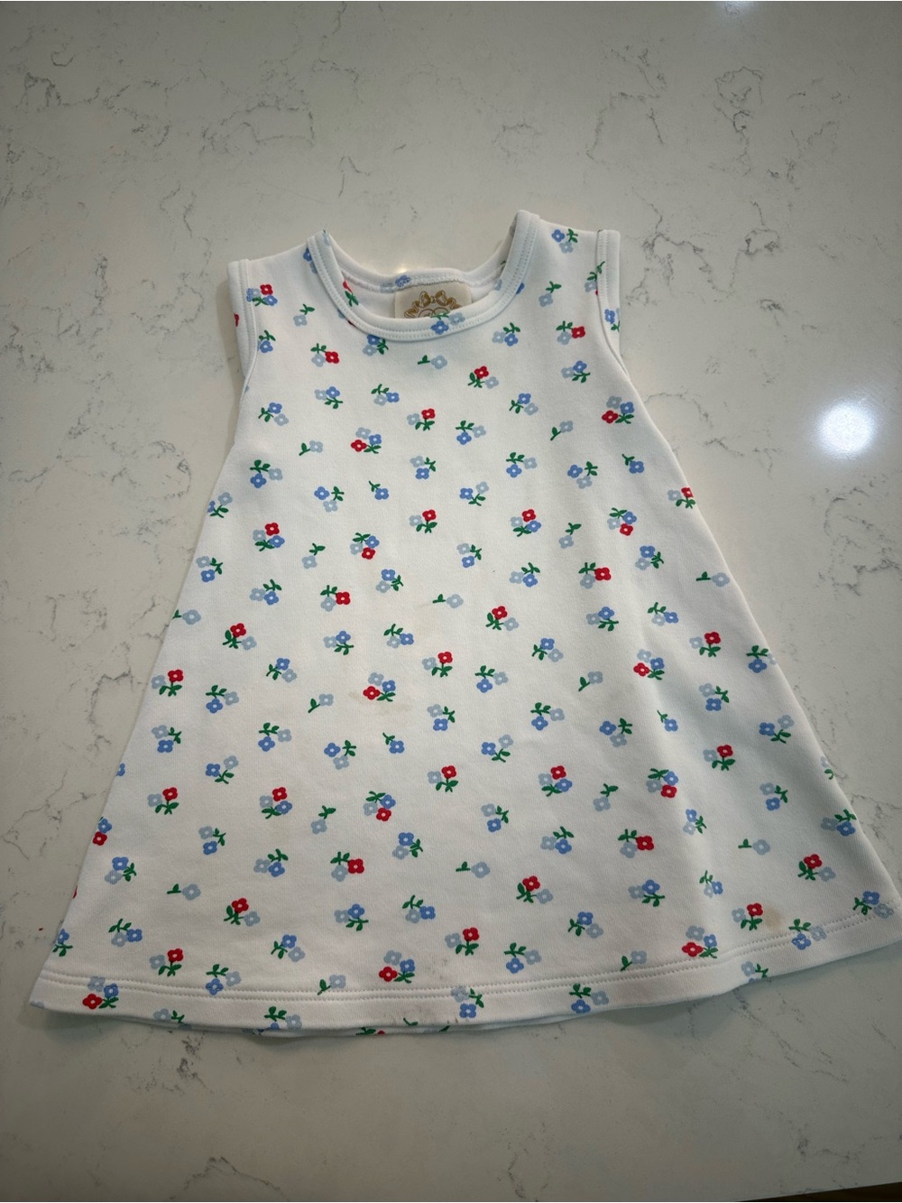 The Beaufort Bonnet Company White Tank Dress with Red & Blue Floral Print